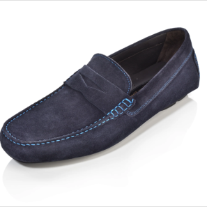 Blue Suede with Light Blue Stitching Men's Loafers