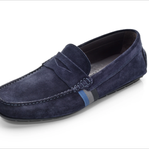 Navy Blue Suede Penny Driving Shoes