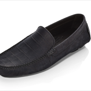 Black Crocodile Embossed Leather Men's Drivers