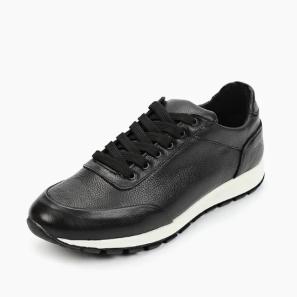 Black Leather Men Sneaker