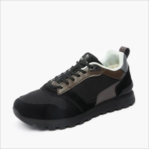 Black Leather Sneakers for Men with Rope