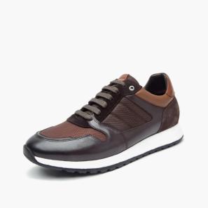 Brown Leather Mens Casual Sporty Shoes