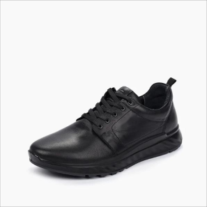 Black Leather Men's Lace-up Casual Shoes