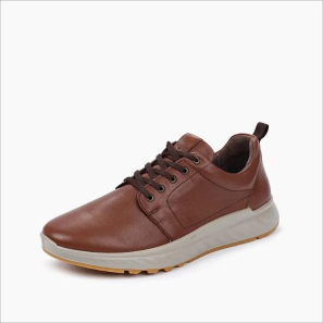 Brown Leather Men's Lace-up Sporty Shoes