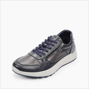 Blue Cow Leather Zipper Outside Casual Shoes for Men