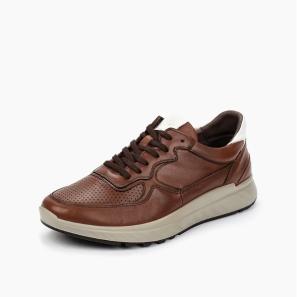 Brown Leather Lace-up Casual Shoes for Men