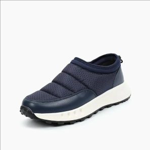 Navy Blue Leather AND Mesh Slip-on Sneakers for Men