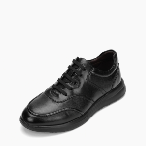 Black Cow Leather Casual Sneakers for Men