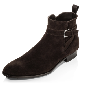 Black Suede Buckle Strap Ankle Boots for Men