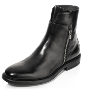 Quality Black Leather Men's Boots with Zipper Outside