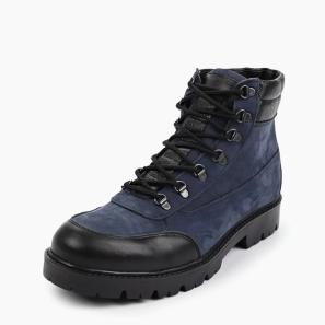 Navy Blue Suede Men's Ankle Boots