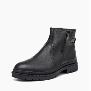 Black Clean Vamp Men Boots with Zipper Outside