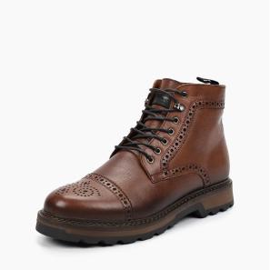 Brown Leather Brogue Boots for Men