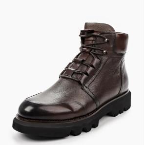 Brown Leather Fur Lining Men Boots