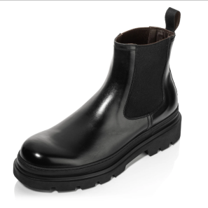 Black Leather Chukky Chelsea Boots for Men