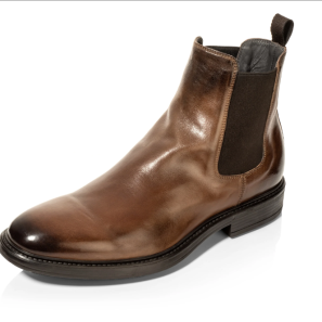 Brown Burnished Leather Chelsea Boots for Men