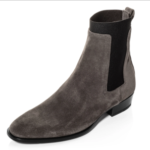 Grey Suede Chelsea Boots with Rubber Collar