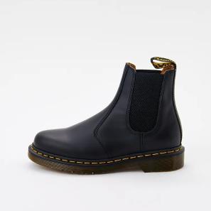 Black Leather Chelsea Boots with Letter Rope Back