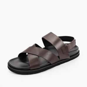 Brown Leather crisscross Sandals for Men