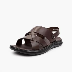 Brown Leather Crisscross Wholesale Blank Mens Sandals