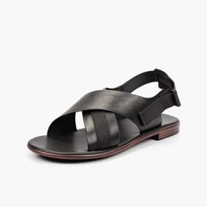 Black Leather Men Sandals Online