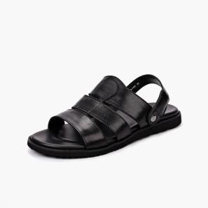 Black Leather Wholesale Mens Sandals 