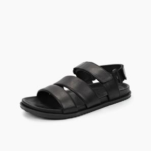 Black leather Sporty Sandals for Men