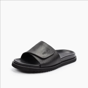 Black Leather Slipper for Men