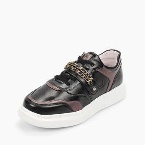 Black Patent Metal Strap Sneakers for Kids'