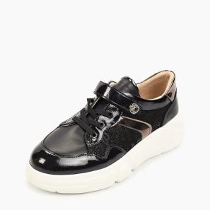 Black Patent Velcro Strap Kids' Sneakers