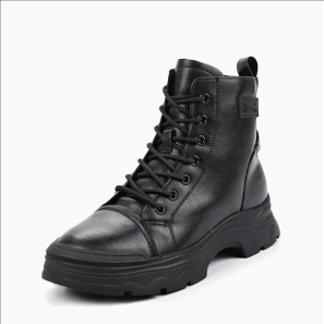 Black Cow Leather Lace-up Boots for Kids