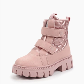 Pink Cow Leather mix Waterproof Fabric Girls' Boots