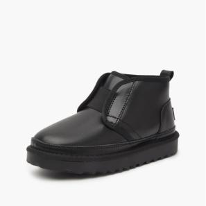 Black Leather Chunky Boots for Kids