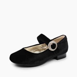 Black Suede Mary Jane School Shoes for Girls