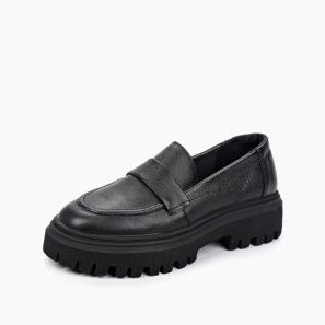 Black Cow Leather Penny Loafer for Girl