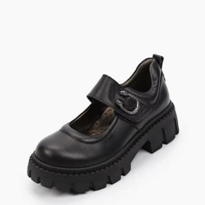 Black Cow Leather Girls' Mary Jane School Shoes