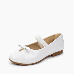 White Patent School Flat Shoes