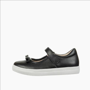 Black Cow Leather Ankle-strap School Sneaker Shoes