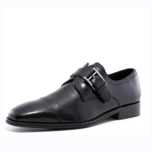 Black Cap Toe Monk Strap Slip-on