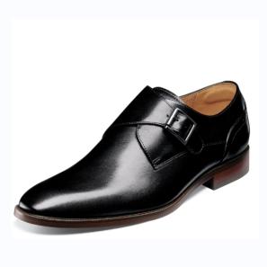 Black Square Toe Single Buckle Monkstraps