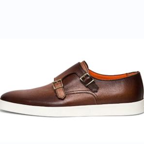 Fashion Brown Cow Leather Sneaker Monkstraps