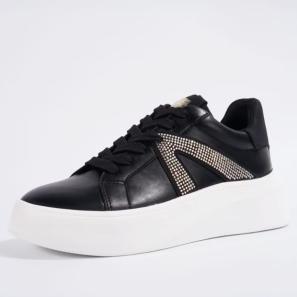 Casual Black Platform Lace-up Tennis Sneakers for Women