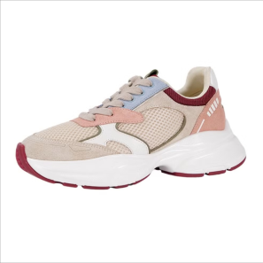 Suede Mesh Upper Chunky Sneakers For Women Lace Up