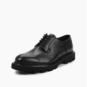 Black Leather Mens Brogue Shoes