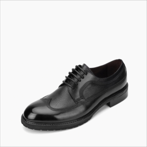 Black Leather Men Shoes with thick stitching pattern