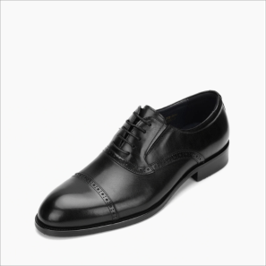 Black Leather Small-round Toe Men Dress Shoes