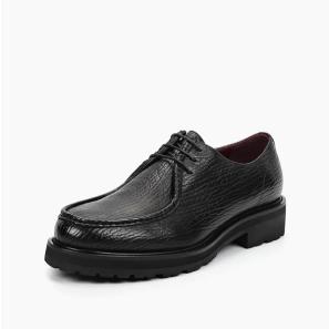 Black Soft Leather Men Dress Shoes Wide-toe