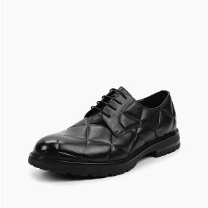 Black Leather Square Stitching Mens Shoes