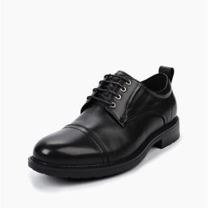 Black Leather Sliver Eyelace Men's Shoes