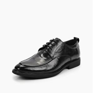 Black Wrinkled Leather Men Shoes